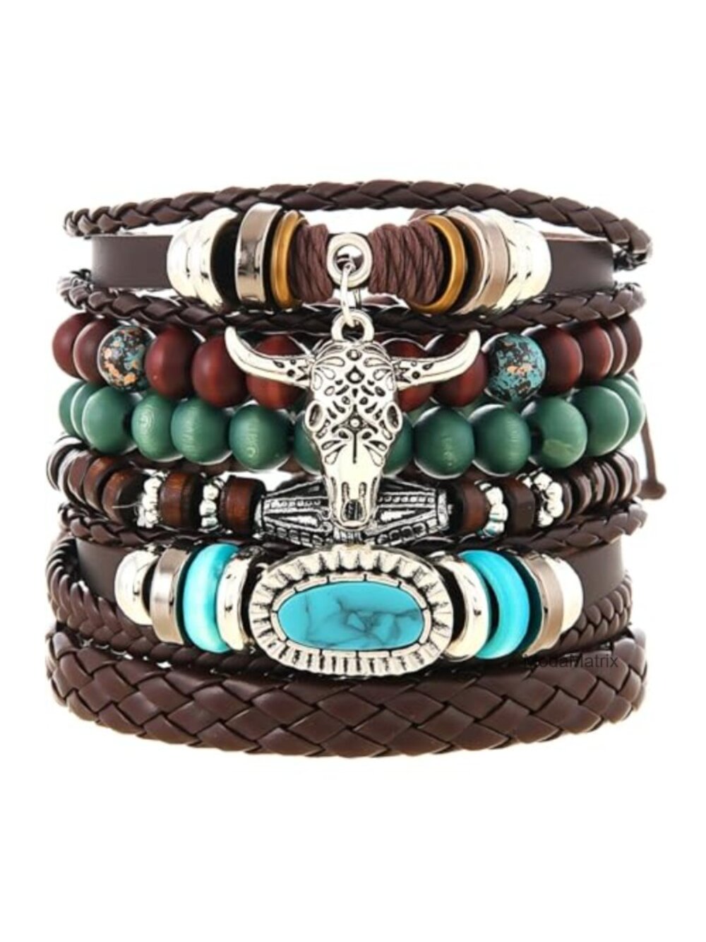 Turquoise Beaded Western Stretch Bracelets Stackable Leather Cowboy